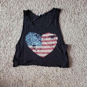 Charlotte Russe Black Crop Top with Flag Heart